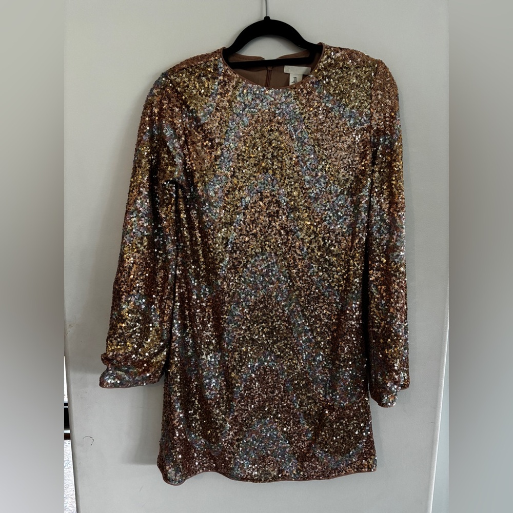 H&M Gold and Brown Sequin Mini Dress